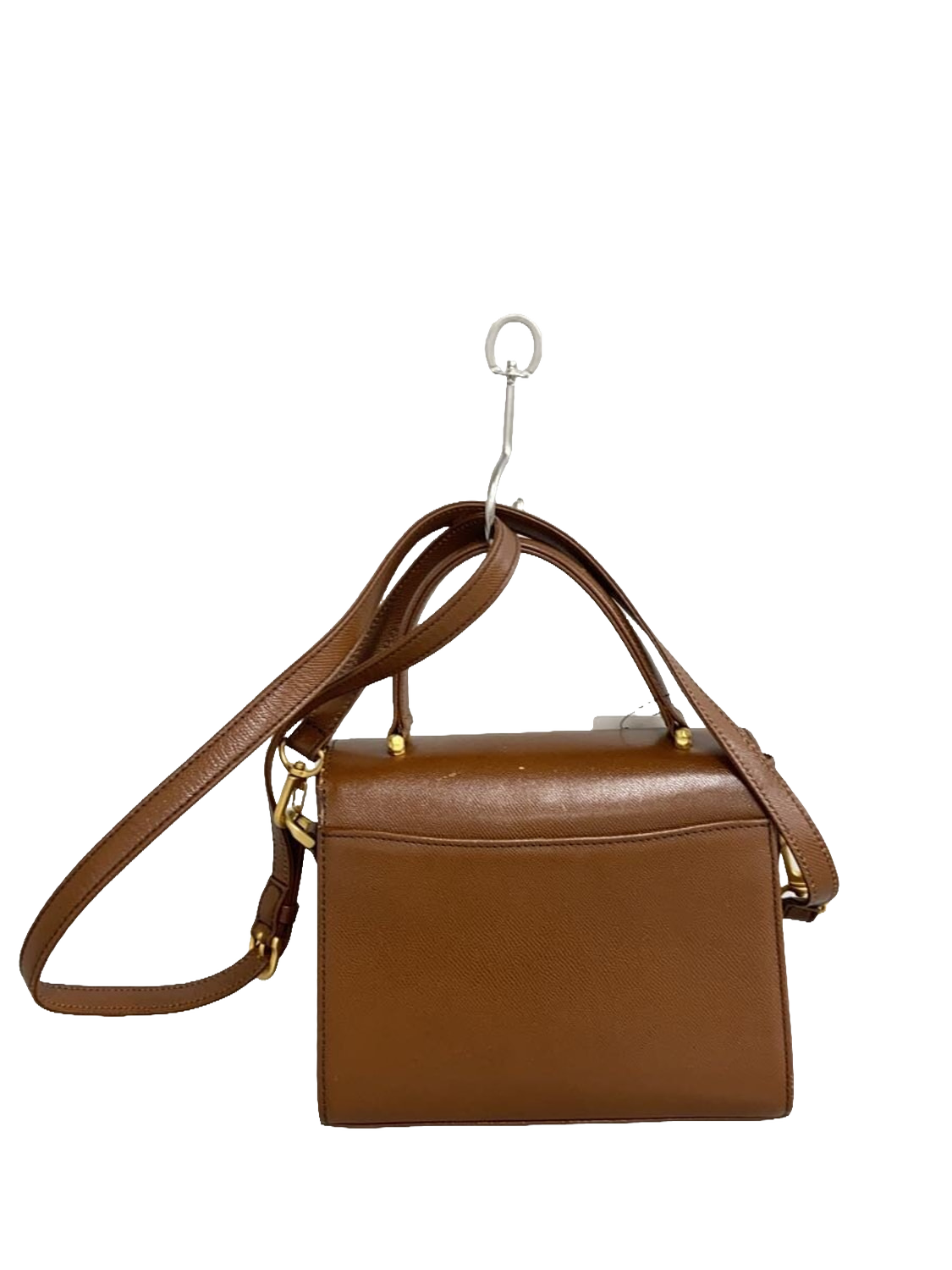 UNGARO Sac bandoulière cuir marron doré fermoir fleur