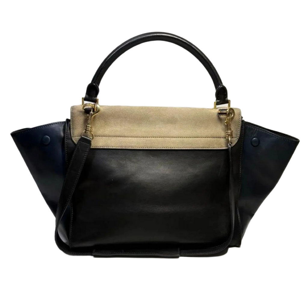 CELINE Sac Trapeze noir & avant beige wbandoulliere