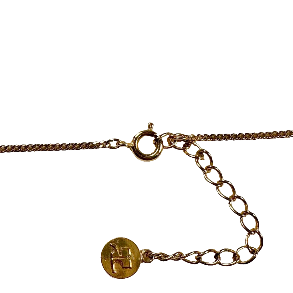 Courreges Necklace Gold Heart Pendant Rhinestone Logo Chain Vintage
