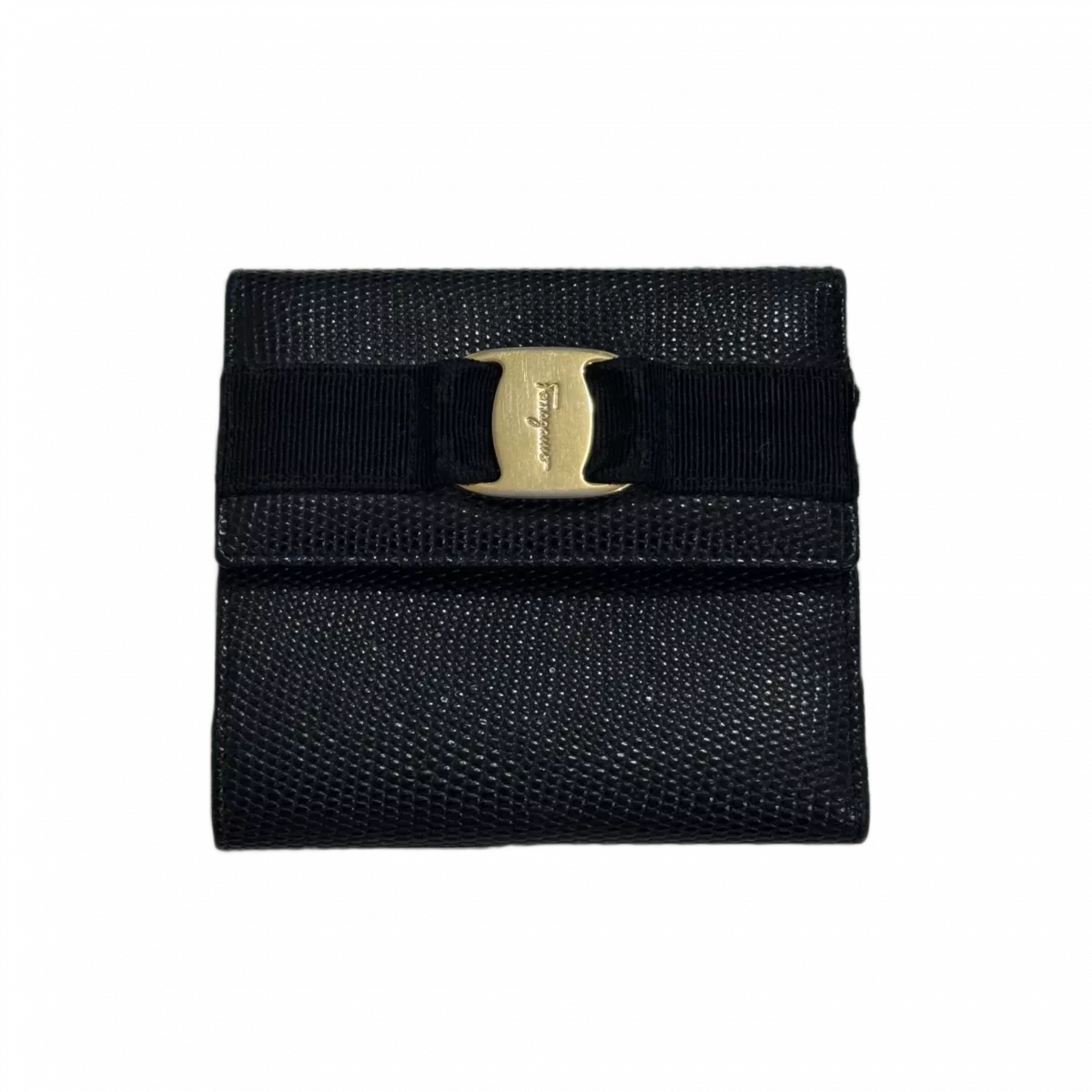 FERRAGAMO Portefeuille noeud Vara noir & bijouterie doré Ferragammo