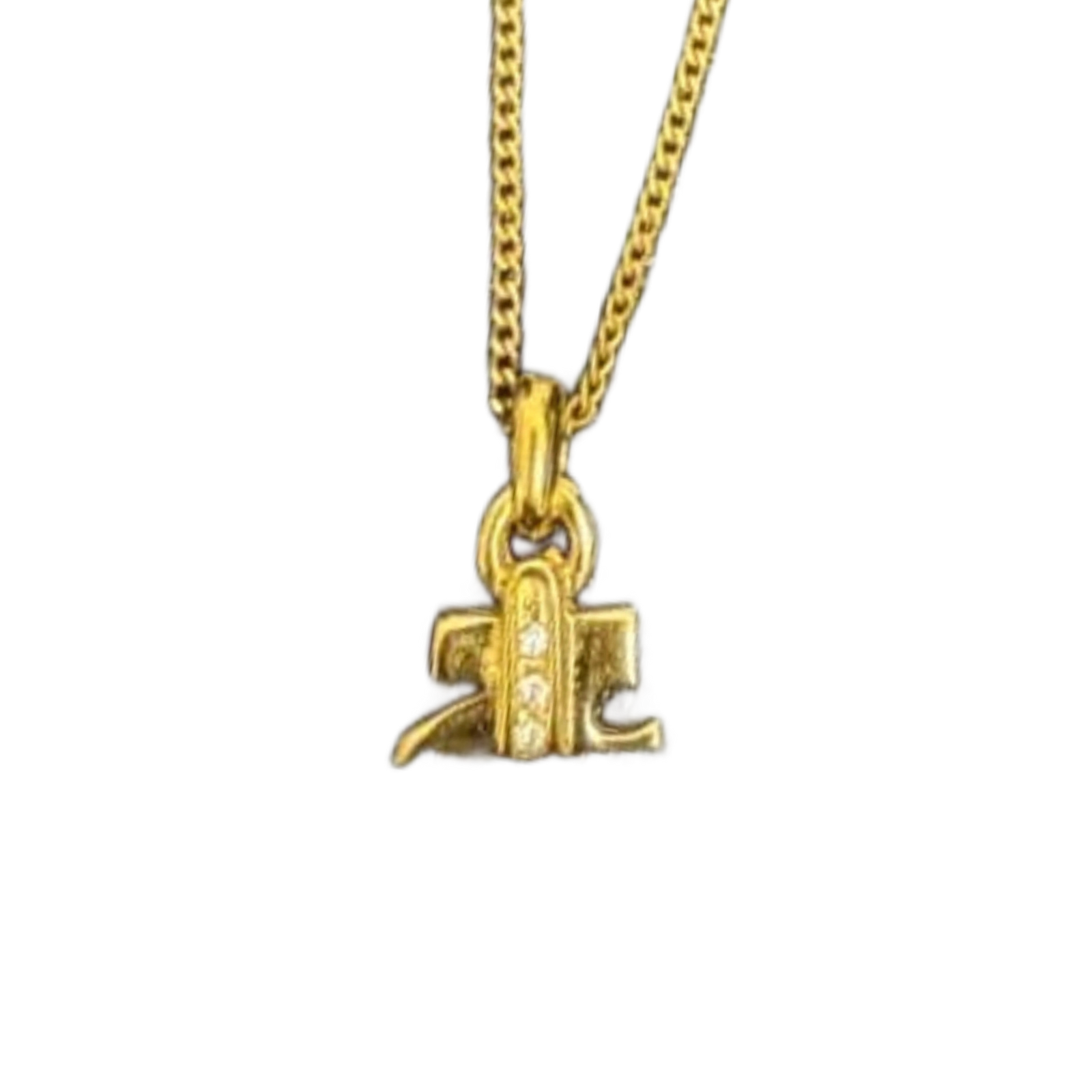 COURRÈGES Collier en or logo ac et milieux avec pendentif façon diamant