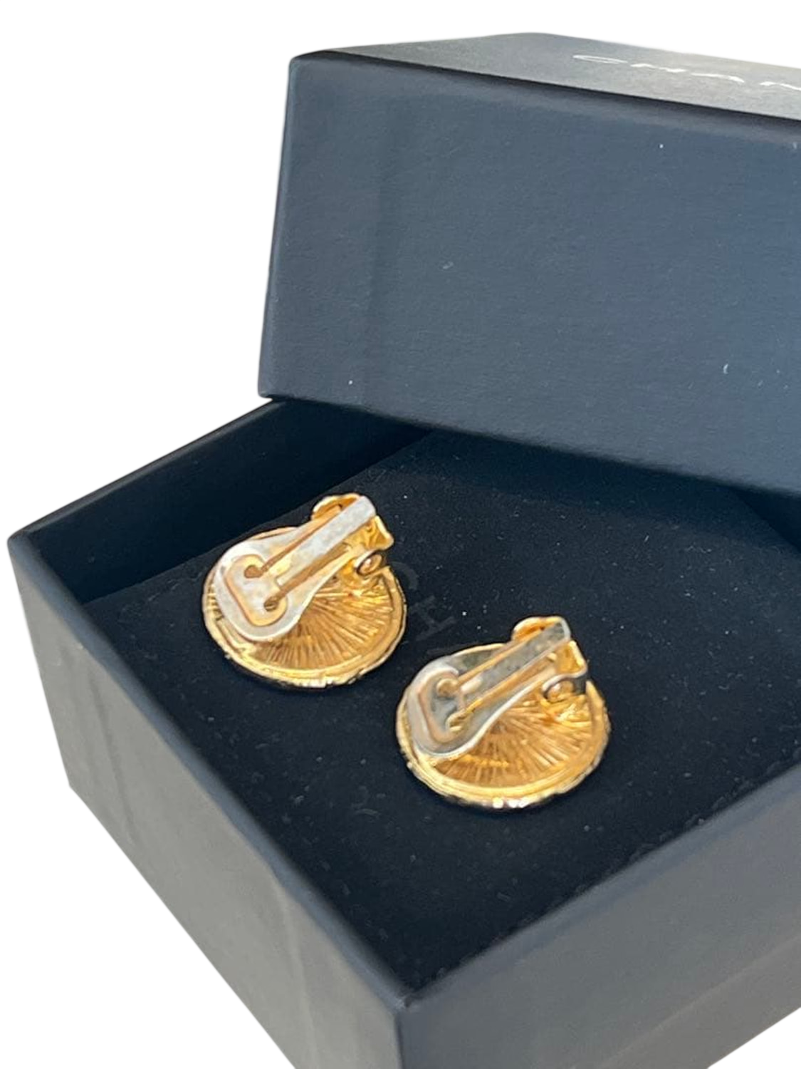 CHANEL Boucles d'oreilles clips or CC strass cristal avec boîte