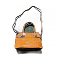 FERRAGAMO Sac à main Ferragamo en cuir verni orange/jaune effet et fermoirs métalliques Gancini