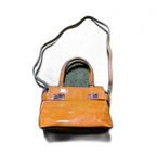 FERRAGAMO Sac à main Ferragamo en cuir verni orange/jaune effet et fermoirs métalliques Gancini