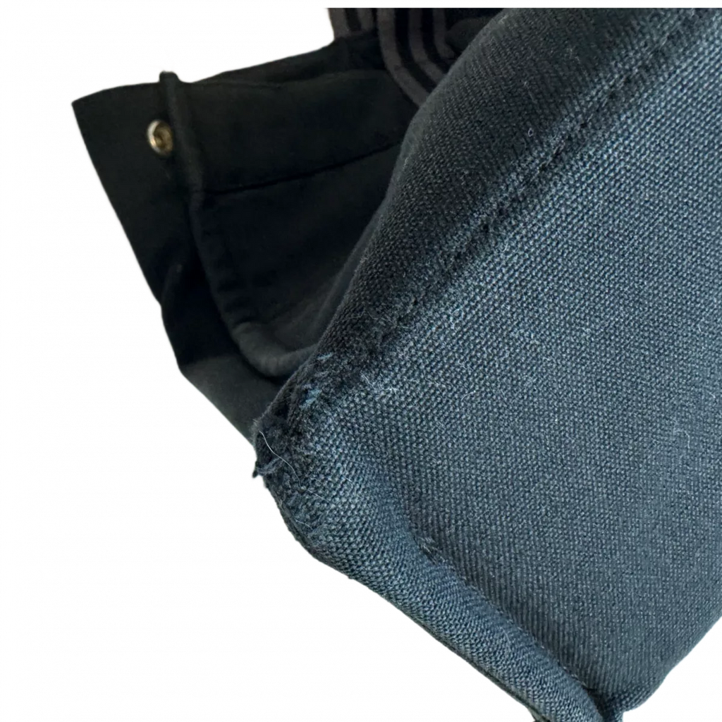 HERMÈS Fourre-tout gris/noir avec bandes GM