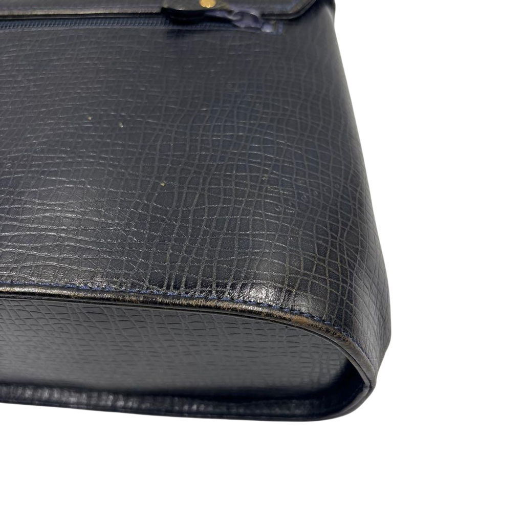 Ungaro Black Embossed Leather Top Handle Handbag