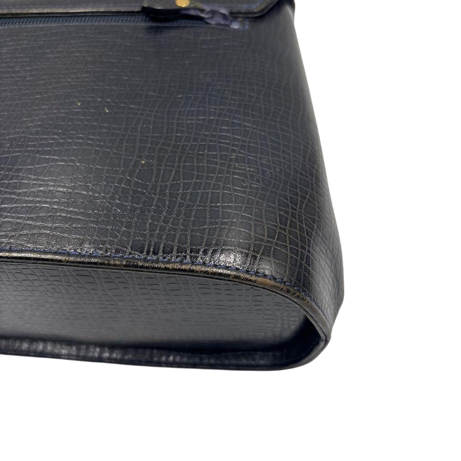 Ungaro Black Embossed Leather Top Handle Handbag