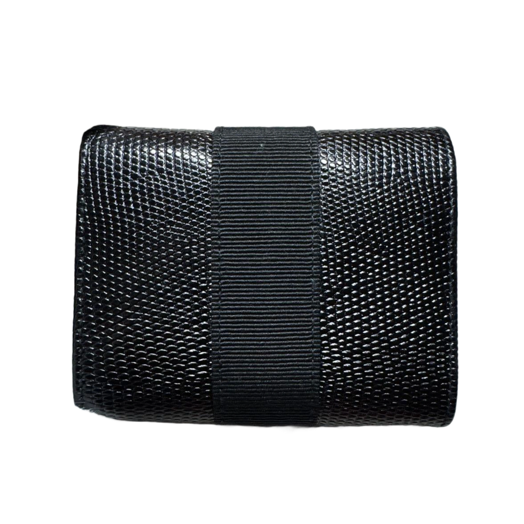 FERRAGAMO Porte-monnaie noir cuir grainé avec boite/facture