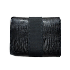 FERRAGAMO Porte-monnaie noir cuir grainé avec boite/facture