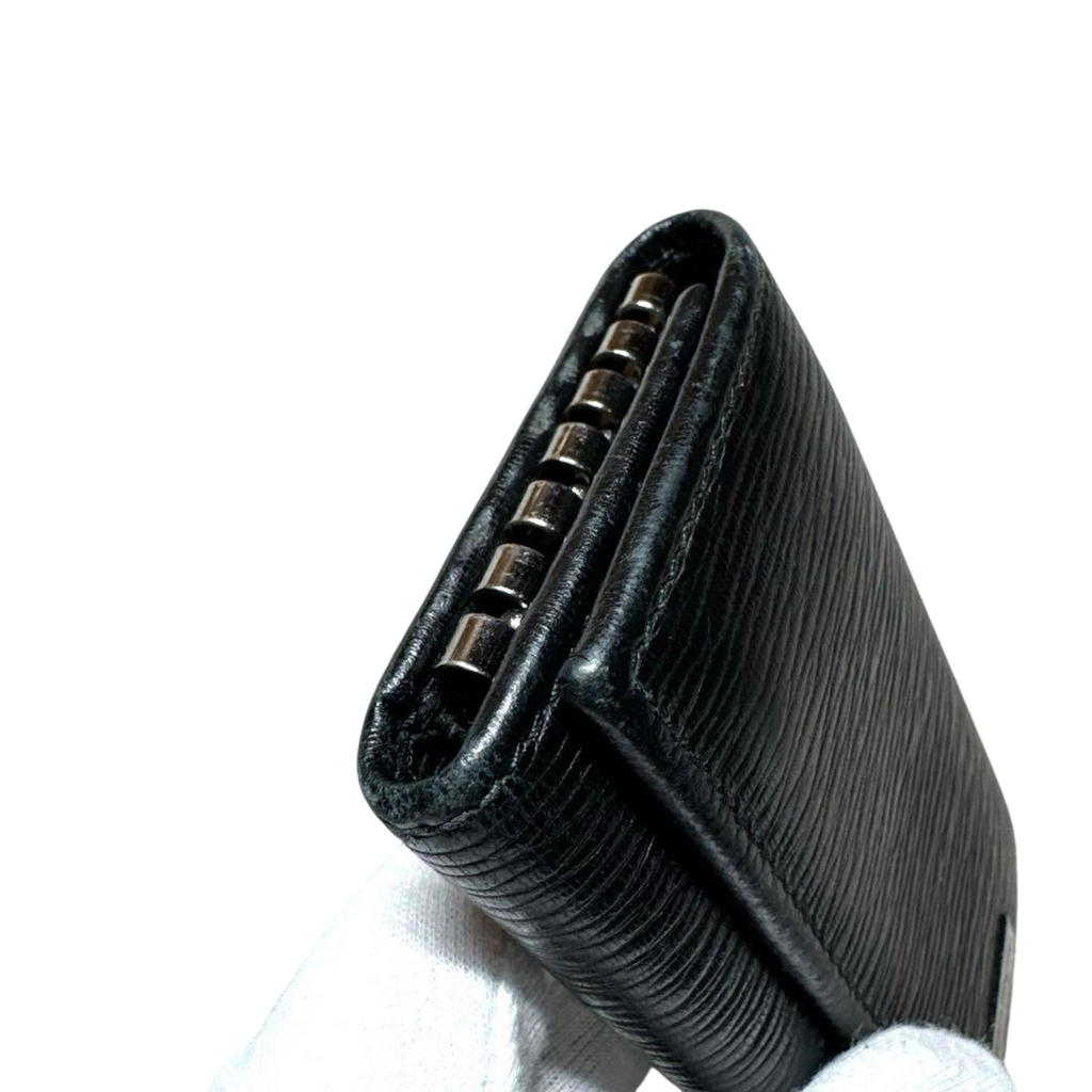 Salvatore Ferragamo Black Textured Leather Key Case