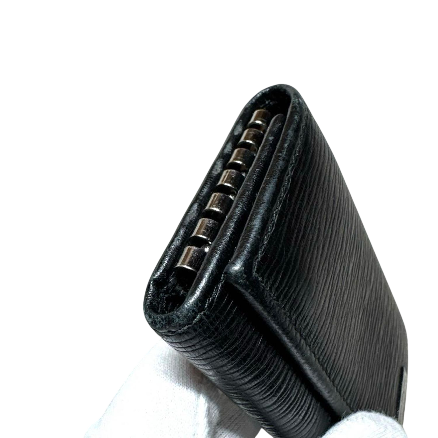 Salvatore Ferragamo Black Textured Leather Key Case