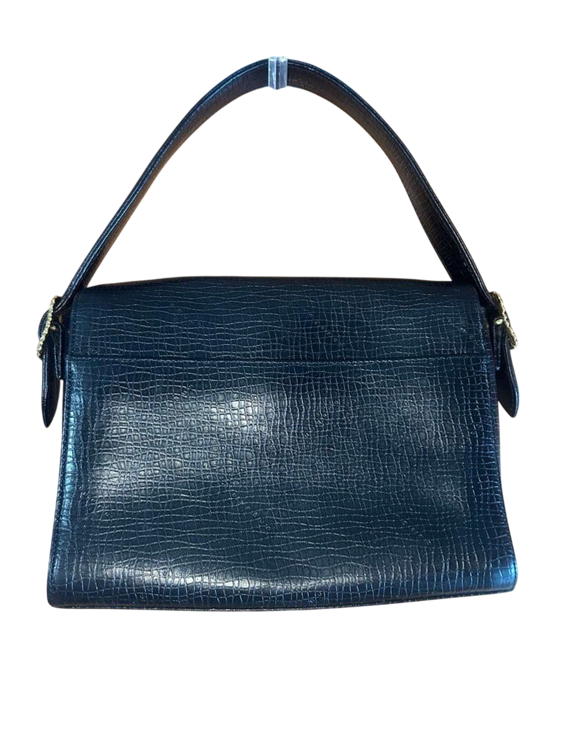 Ungaro Black Embossed Leather Top Handle Handbag