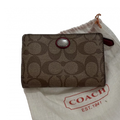 COACH Portefeuille à toile Coach et cuir rouge avec dustbag