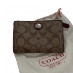 COACH Portefeuille à toile Coach et cuir rouge avec dustbag
