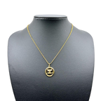 Courreges Gold Tone AC Logo Pendant Necklace