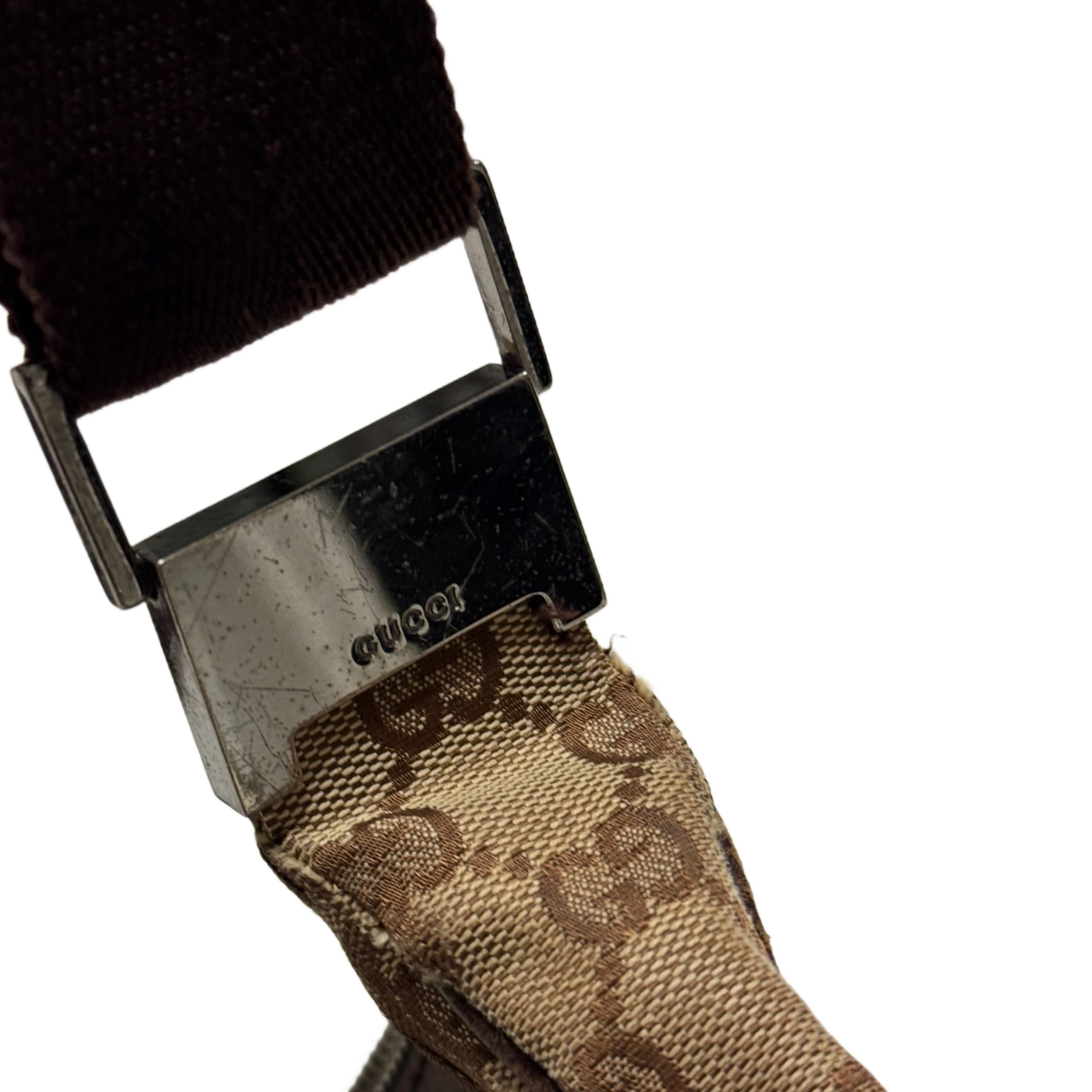 GUCCI Sac besace toile GG monogramme marron bandoulière tissu ajustable