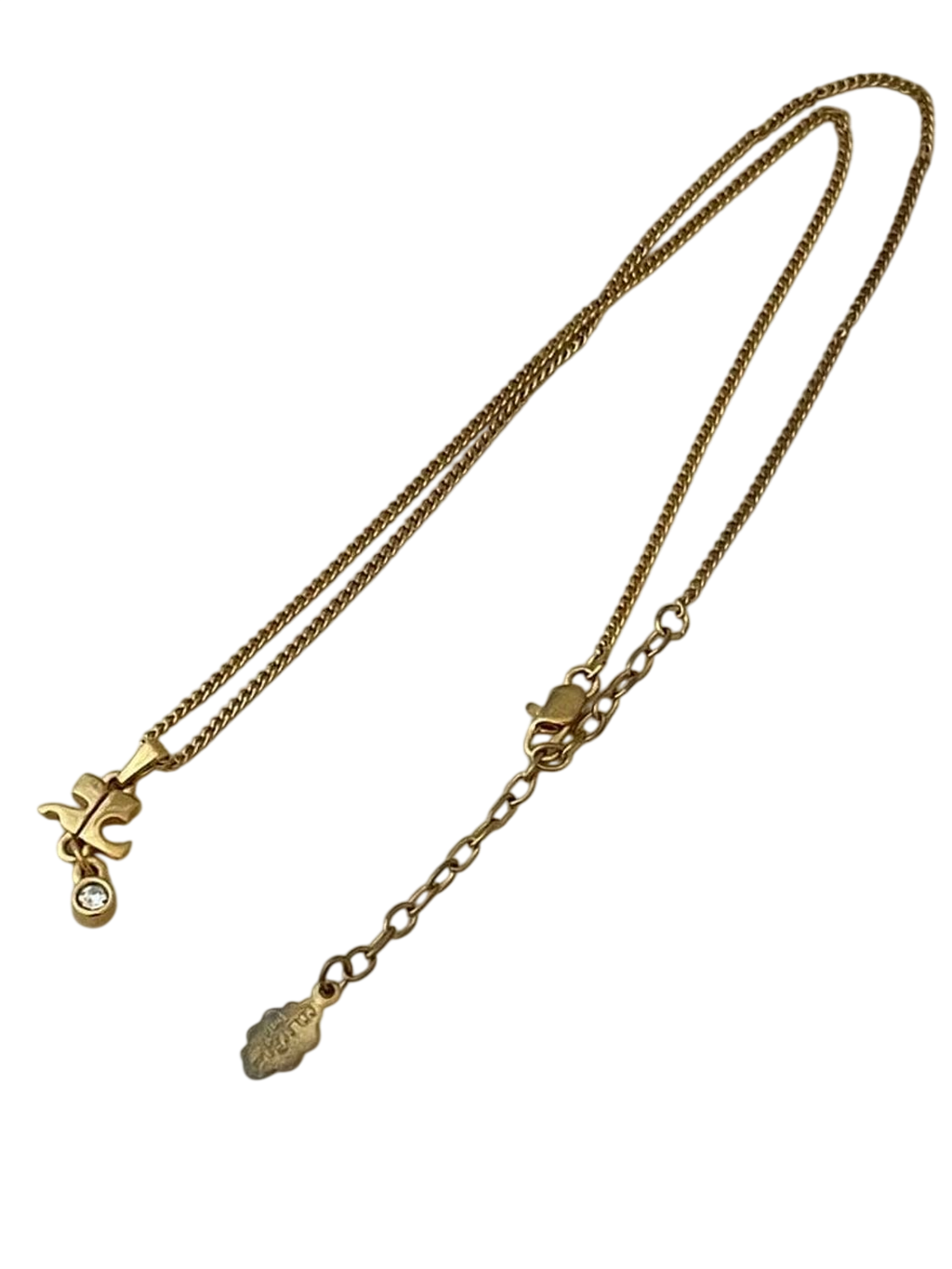Courrèges Gold-Tone Logo Charm Necklace with Crystal