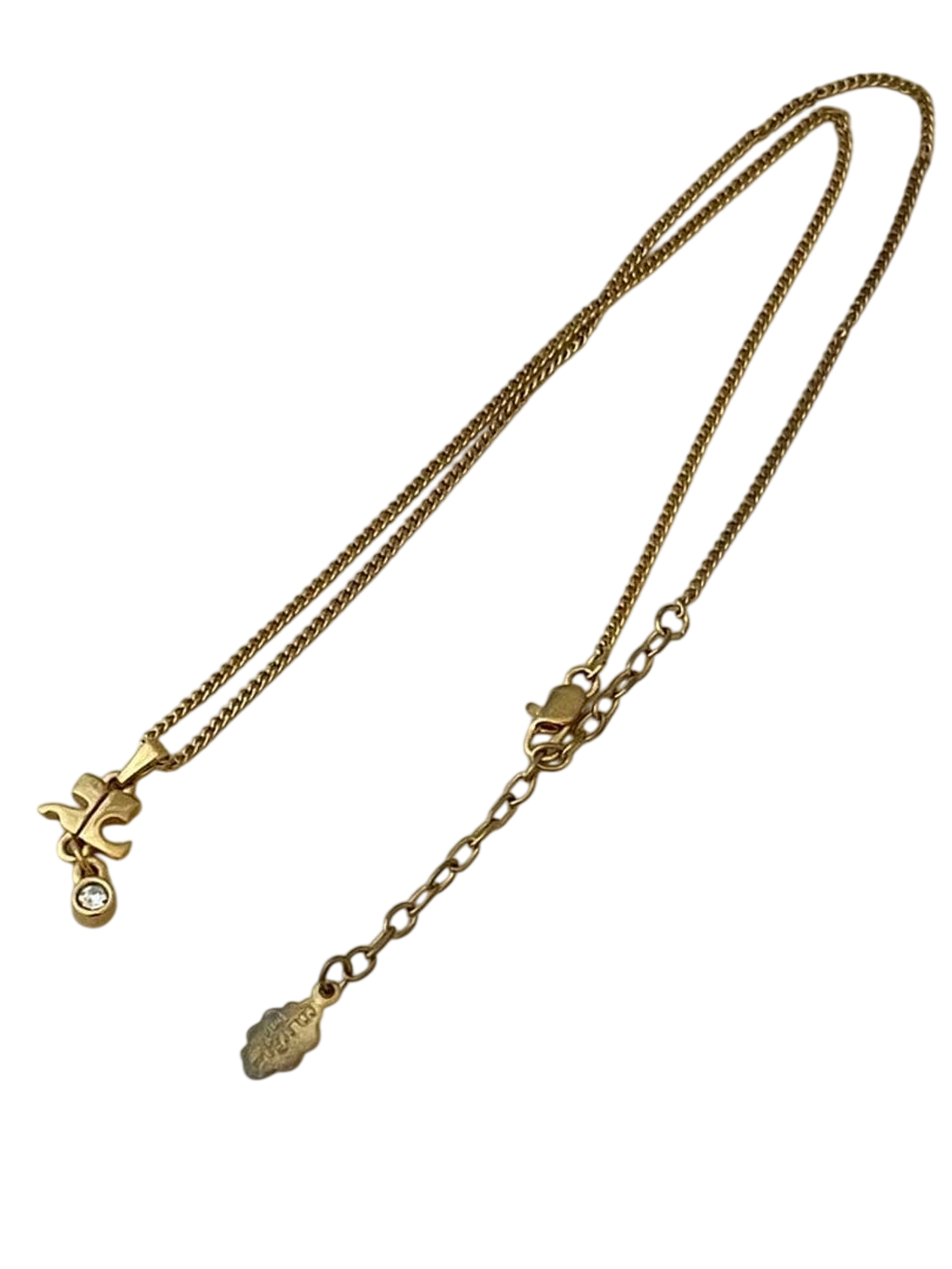 Courrèges Gold-Tone Logo Charm Necklace with Crystal