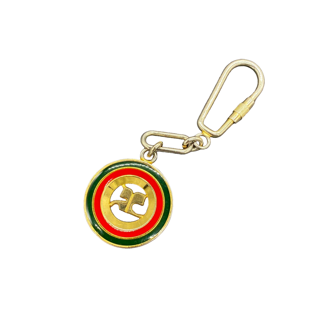 Courreges Keyring Gold Multi Vintage Enamel Logo Made in Italy Keychain
