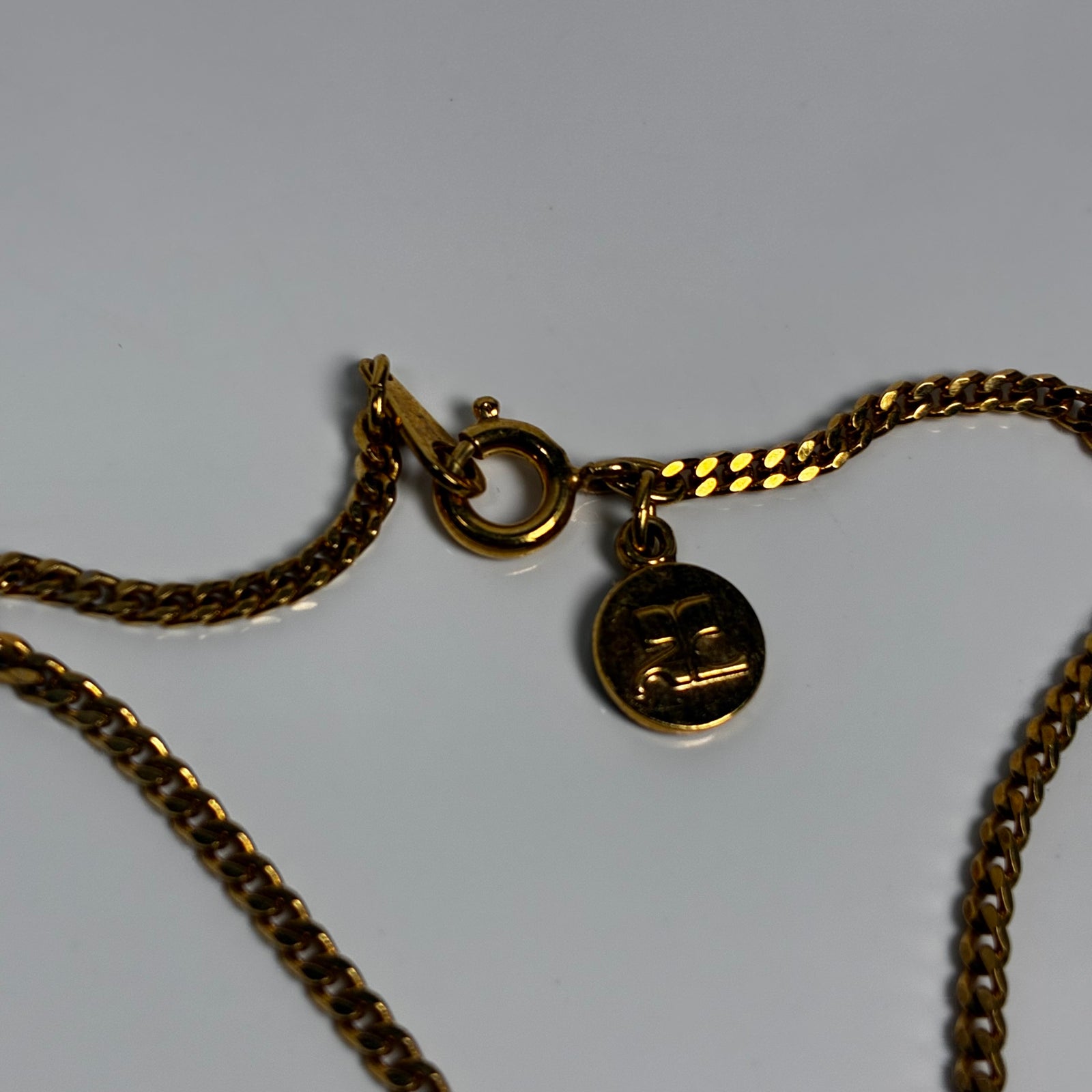 Courrèges Paris Side Rhinestone Heart Pendant Necklace
