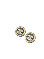 CHANEL Boucles d'oreilles clips or CC strass cristal avec boîte