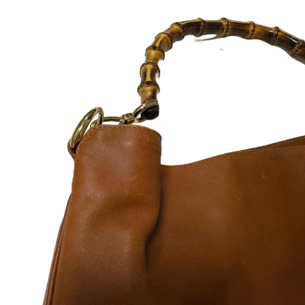 GUCCI Sac hobo gucci bambou cuir cognac MM