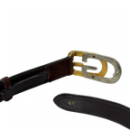 GUCCI Ceinture cuir véritable daim marron boucle GG.