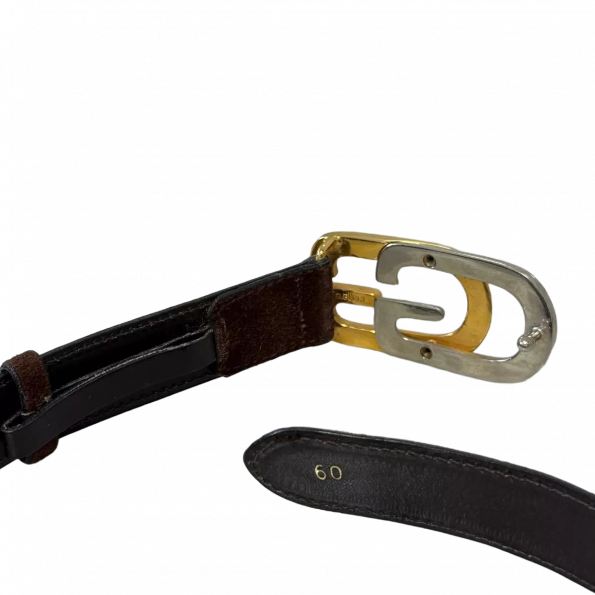 GUCCI Ceinture cuir véritable daim marron boucle GG.
