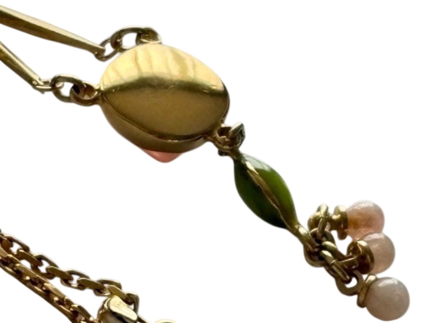Courrèges Gold Tone Necklaces with Pearl and Beaded Pendants