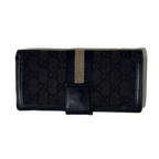 GUCCI Portefeuille long toile GG Noir & bande tricolore Gucci
