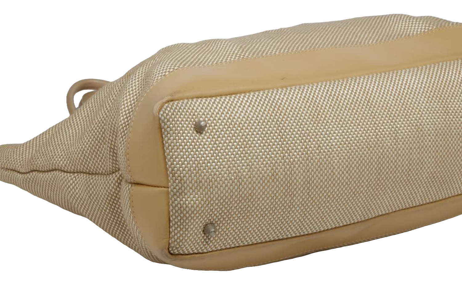 Courreges Tote Beige Canvas Leather Trim Vintage