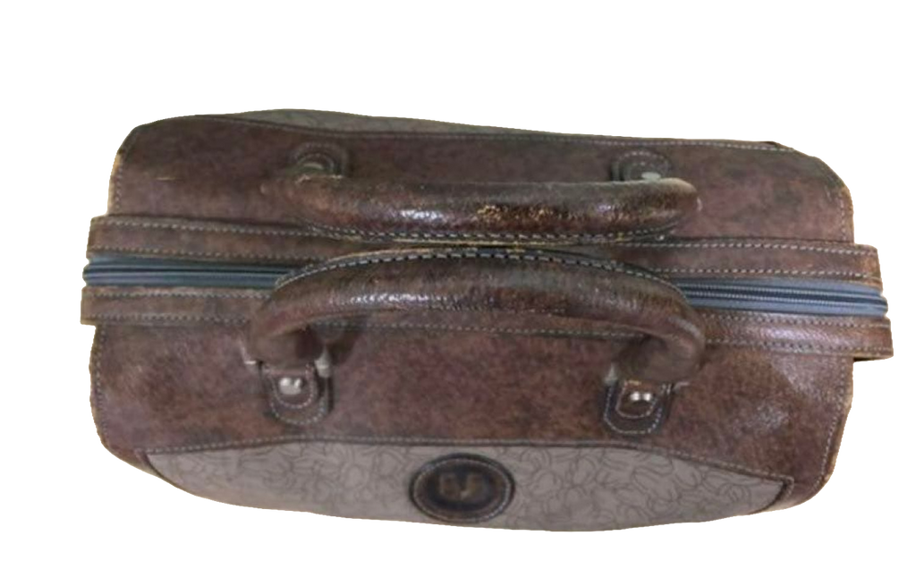Ungaro Handbag Brown Grey Vintage Monogram Boston Satchel Top Handle Bag