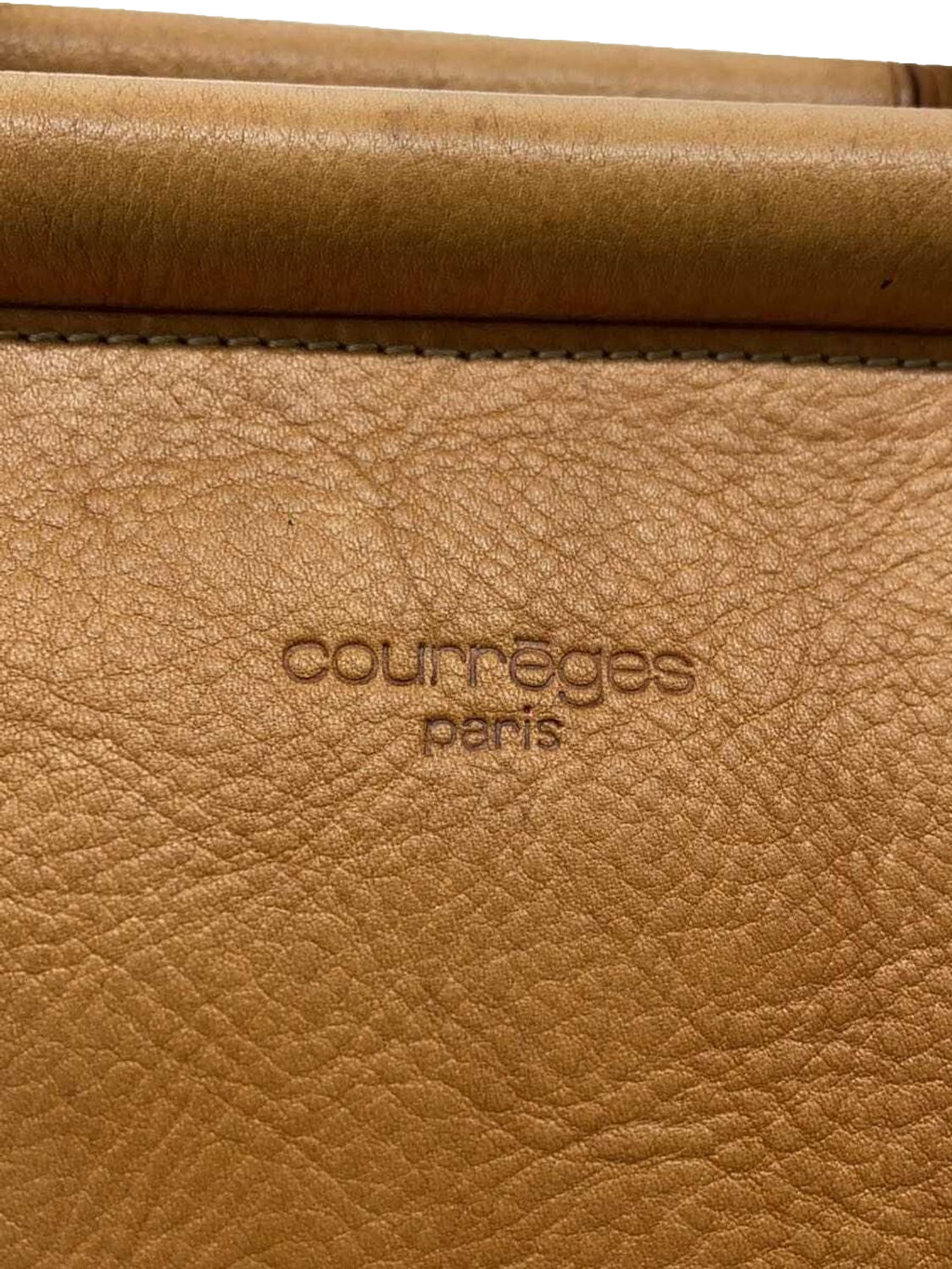 COURRÈGES Sac malette cuir naturel effet bambou
