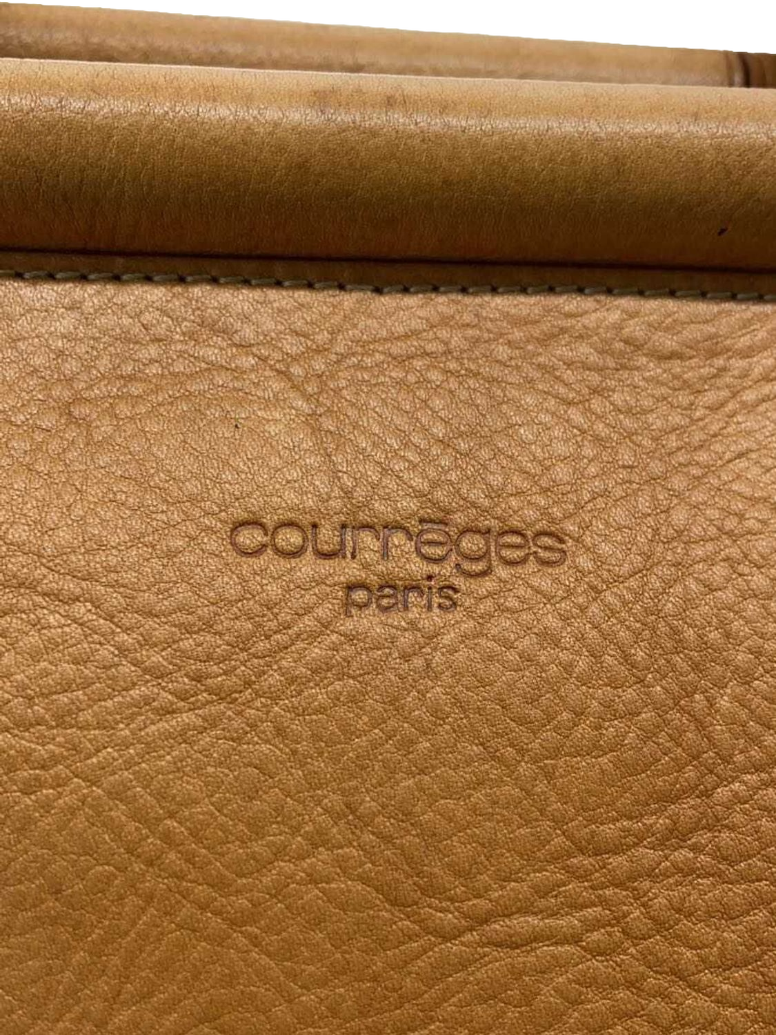 COURRÈGES Sac malette cuir naturel effet bambou