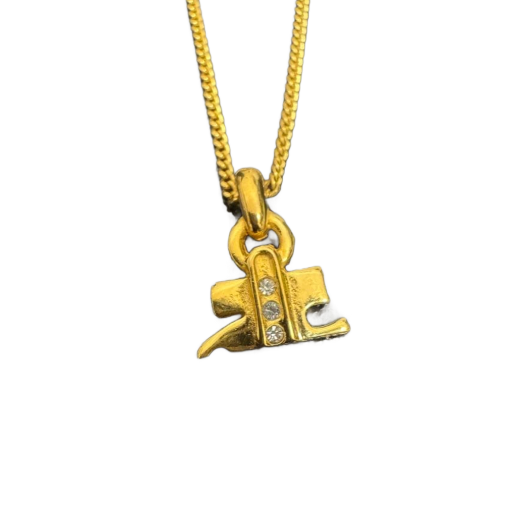 COURRÈGES Collier en or logo ac et milieux avec pendentif façon diamant