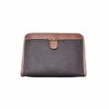 DUNHILL Pochette Dunhill toile marron avec des bordures en cuir