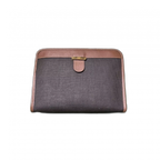 DUNHILL Pochette Dunhill toile marron avec des bordures en cuir