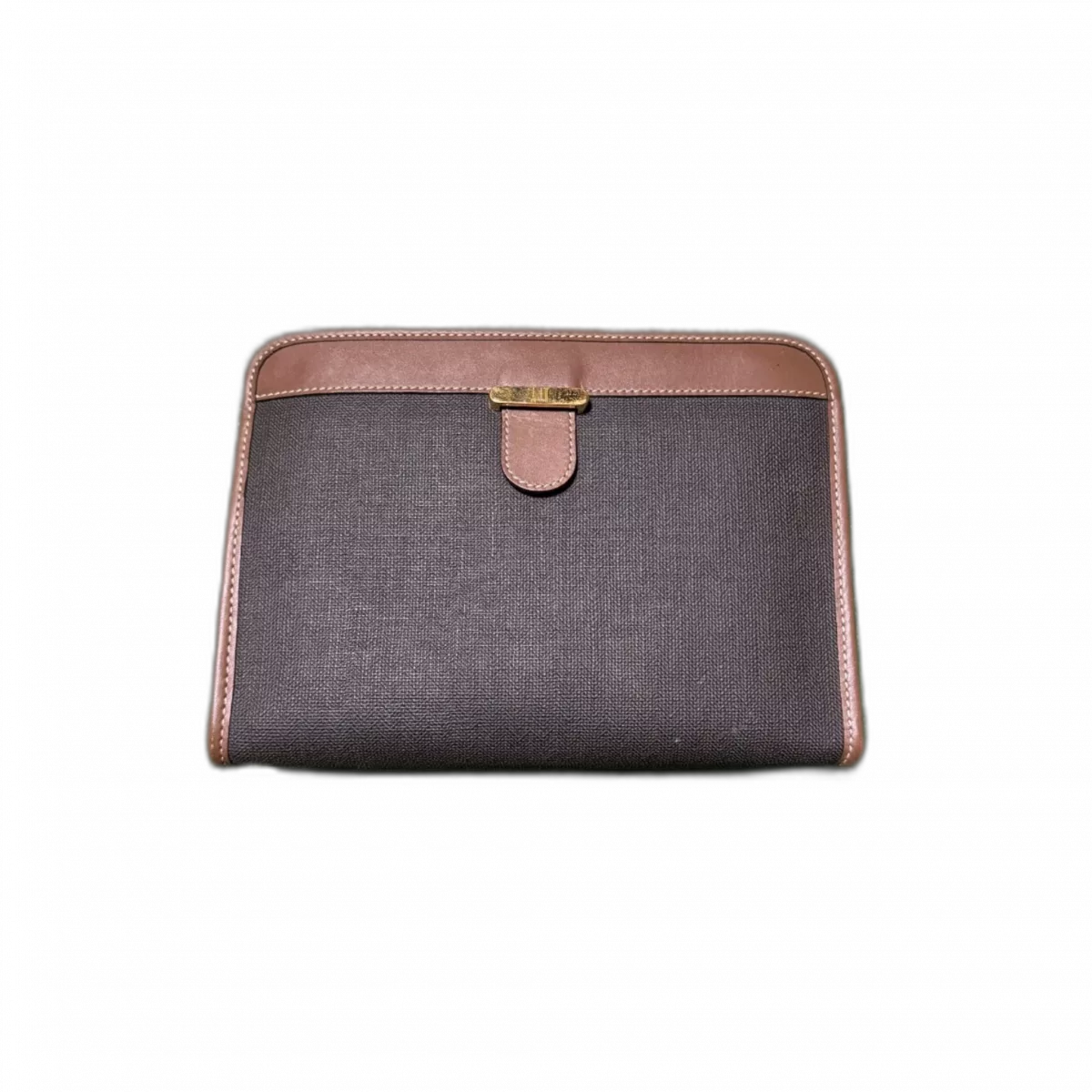 DUNHILL Pochette Dunhill toile marron avec des bordures en cuir