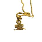 COURRÈGES Collier en or logo ac et milieux avec pendentif façon diamant