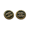 CHANEL Boucles d'oreilles clips or CC strass cristal avec boîte