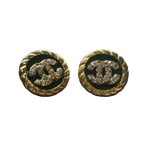 CHANEL Boucles d'oreilles clips or CC strass cristal avec boîte