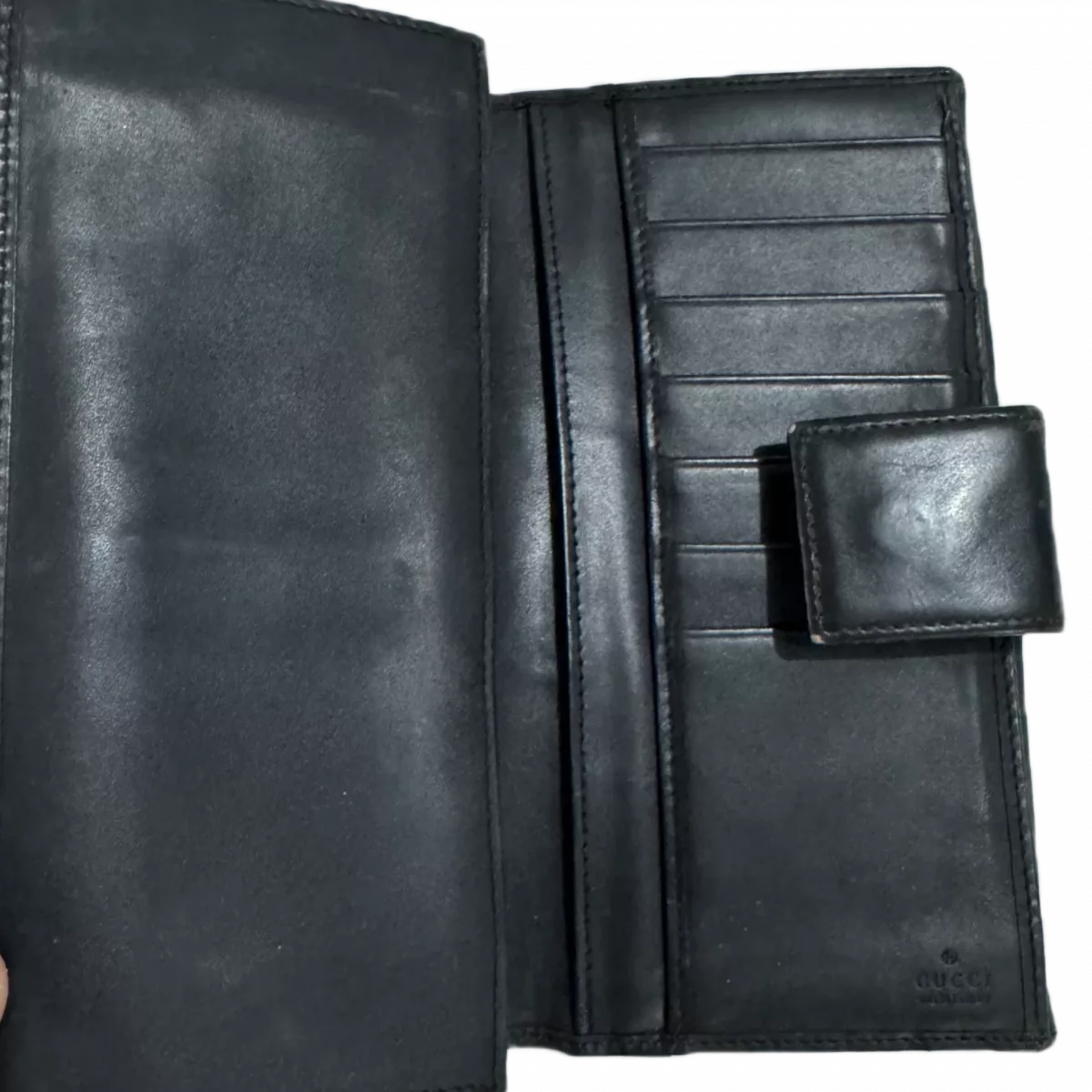 GUCCI Portefeuille long toile GG Noir & bande tricolore Gucci