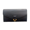 UNGARO Portefeuille Long Cuir bleu Marine / noir Fermoir Doré
