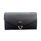 UNGARO Portefeuille Long Cuir bleu Marine / noir Fermoir Doré