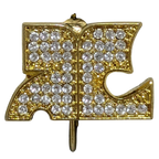 COURRÈGES Boucles d'oreilles clips logo AC entièrement pavé strass doré