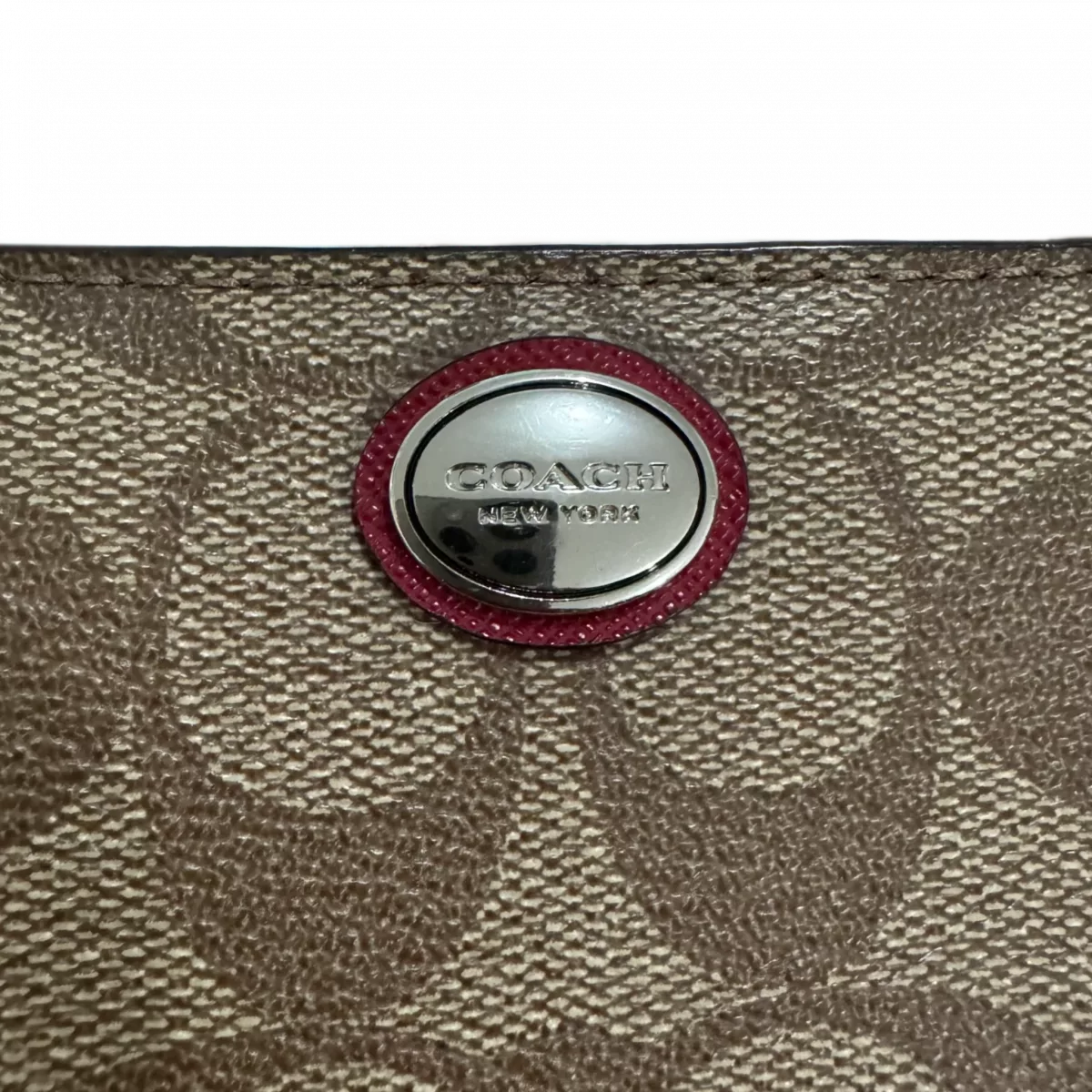 COACH Portefeuille à toile Coach et cuir rouge avec dustbag