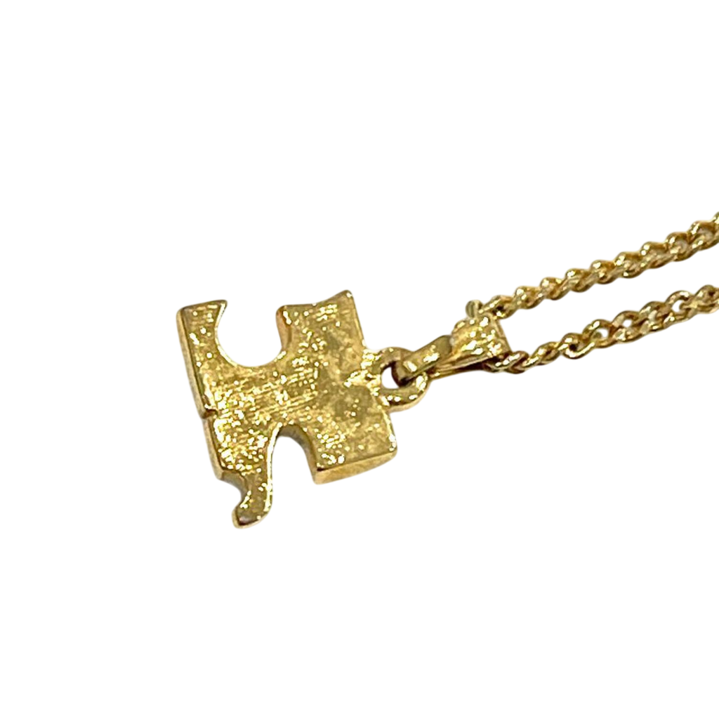 Courreges Gold Tone 'C' Letter Pendant Necklace