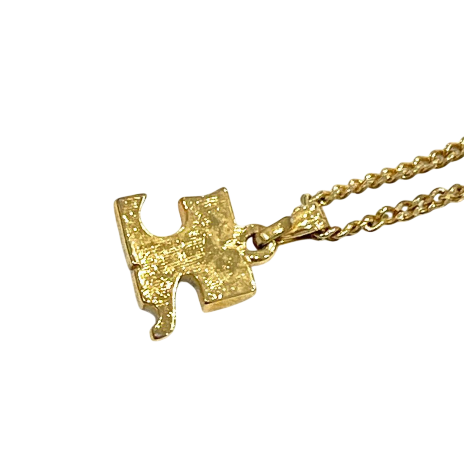 Courreges Gold Tone 'C' Letter Pendant Necklace