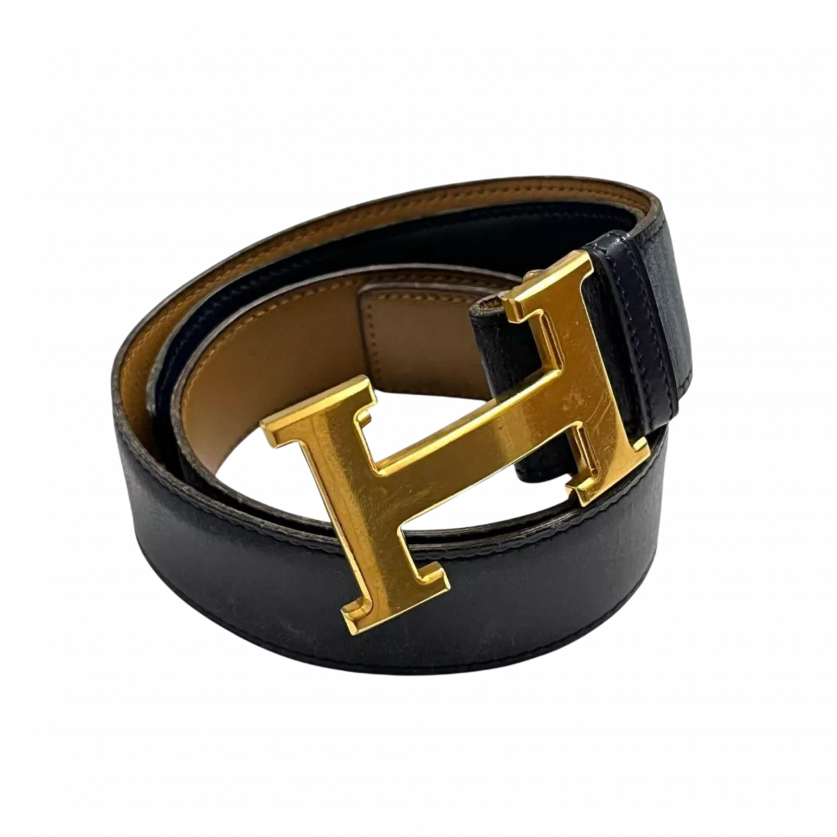 HERMÈS Ceinture Hermès Constance noir avec boucle en H or, poinçonnée ◯G, 1977