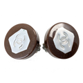 CHANEL Boucles d'oreilles 99P gravé, Coco Mark, plastique marron et argent